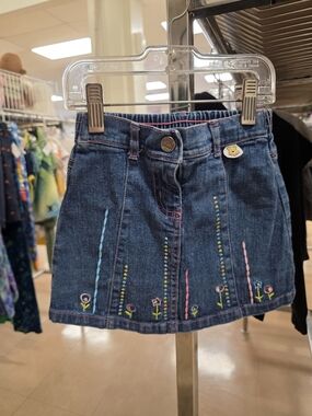 Disney Winnie The Pooh Dark Blue Denim Girls' Embroidered Skirt